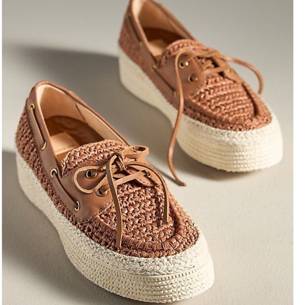 NIB Dolce Vita Lambo Cognac Knit Platform Espadrille Boat Shoes Women Sz 9